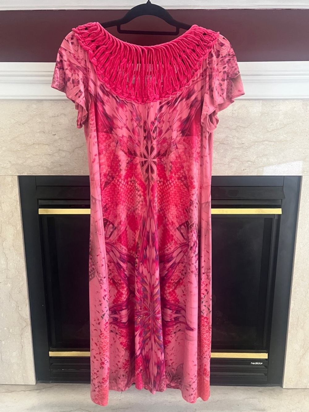 One World Vibrant Pink Patterned Flowy Midi Dress - Picture 6 of 8
